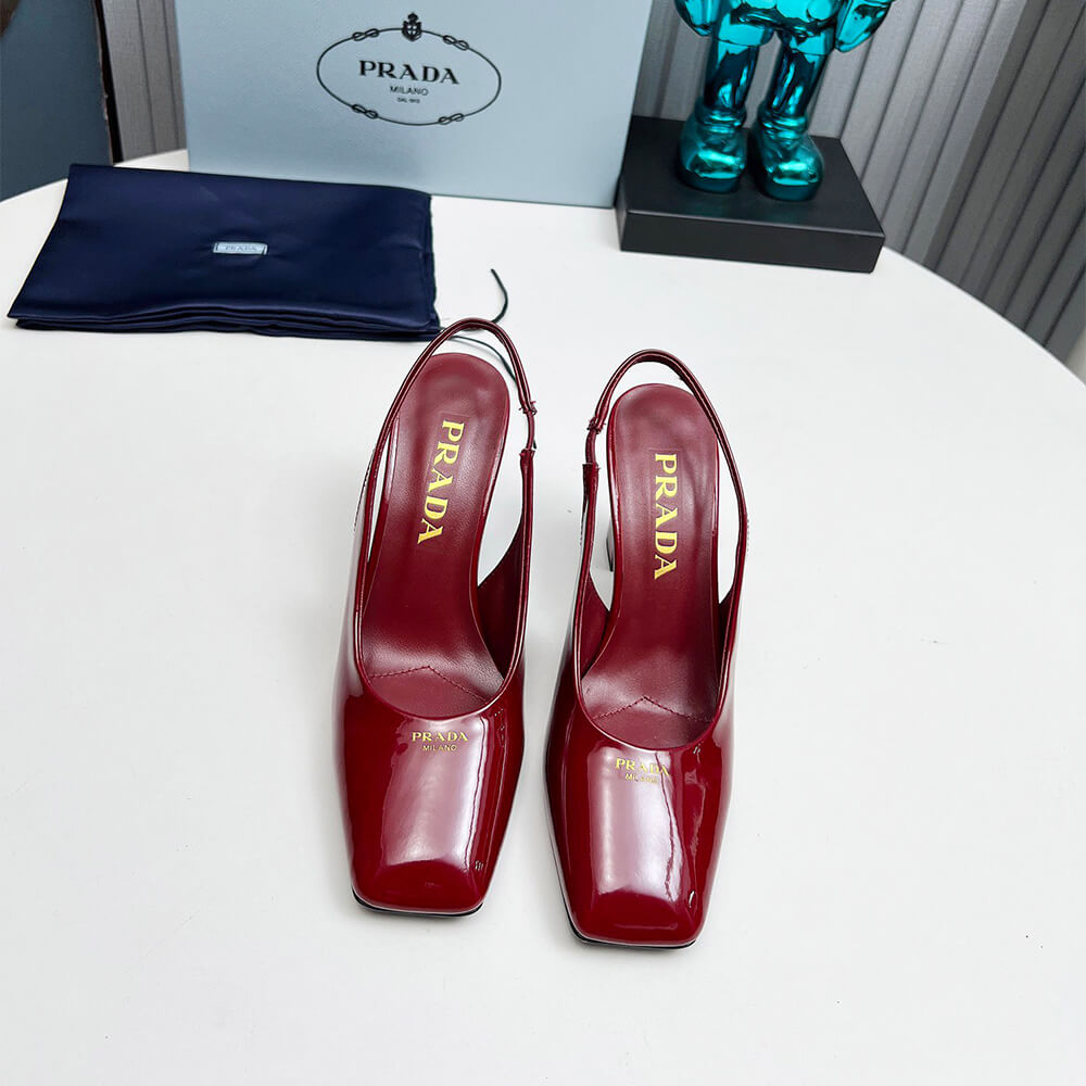 Prada Patent Leather Slingback Pumps 85 mm Shoes - Replica Luxury Bags™