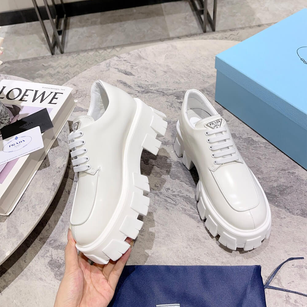 Prada Monolith brushed leather lace-up shoes Shoes - Replica Luxury Bags™