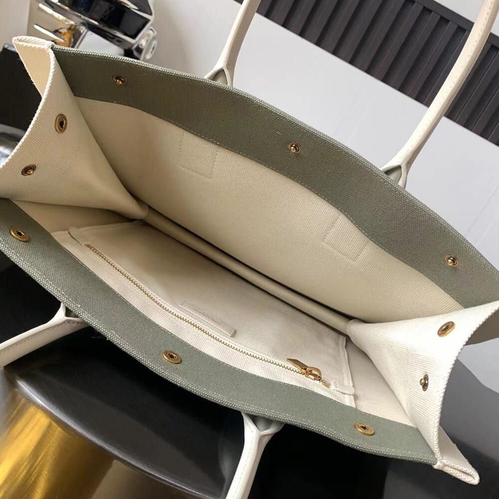 YSL Rive Gauche Small Tote Bag In Linen And Leather - Replica Luxury Bags™