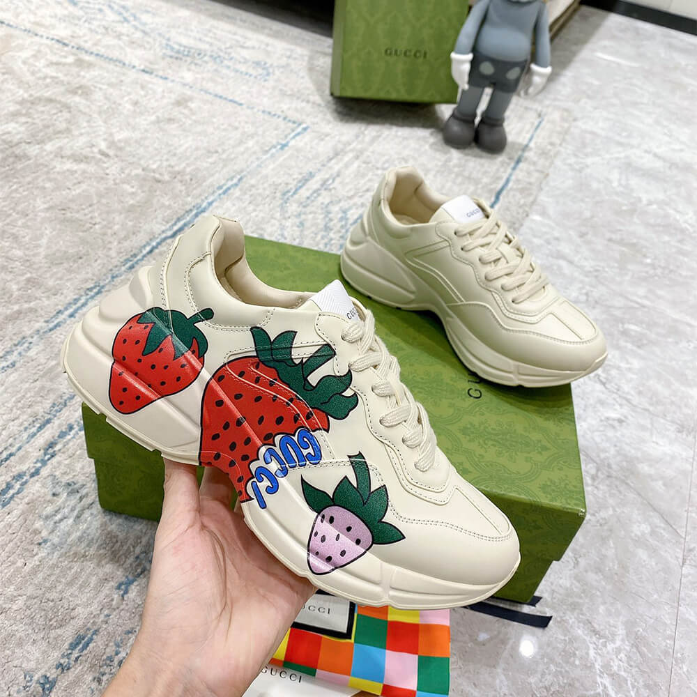 Gucci Strawberries Rhyton Sneaker Shoes - Replica Luxury Bags™