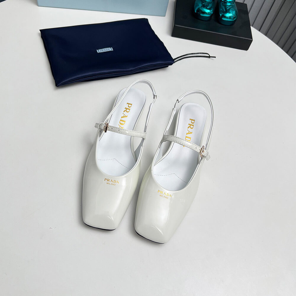 Prada Patent Leather Slingback Ballerinas Shoes - Replica Luxury Bags™