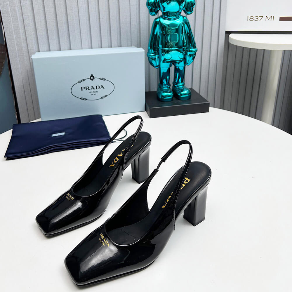 Prada Patent Leather Slingback Pumps 85 mm Shoes - Replica Luxury Bags™