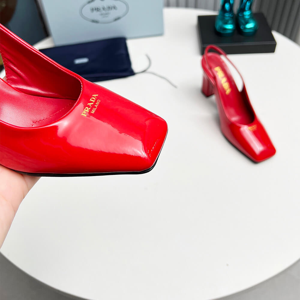 Prada Patent Leather Slingback Pumps 85 mm Shoes - Replica Luxury Bags™