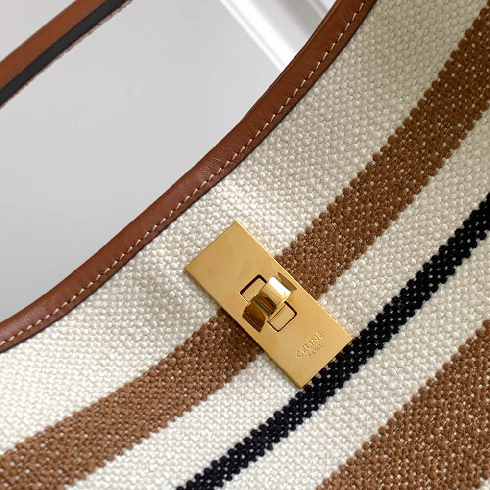 Celine Bucket 16 Bag in Striped Textile With Celine Jacquard - Replica Luxury Bags™