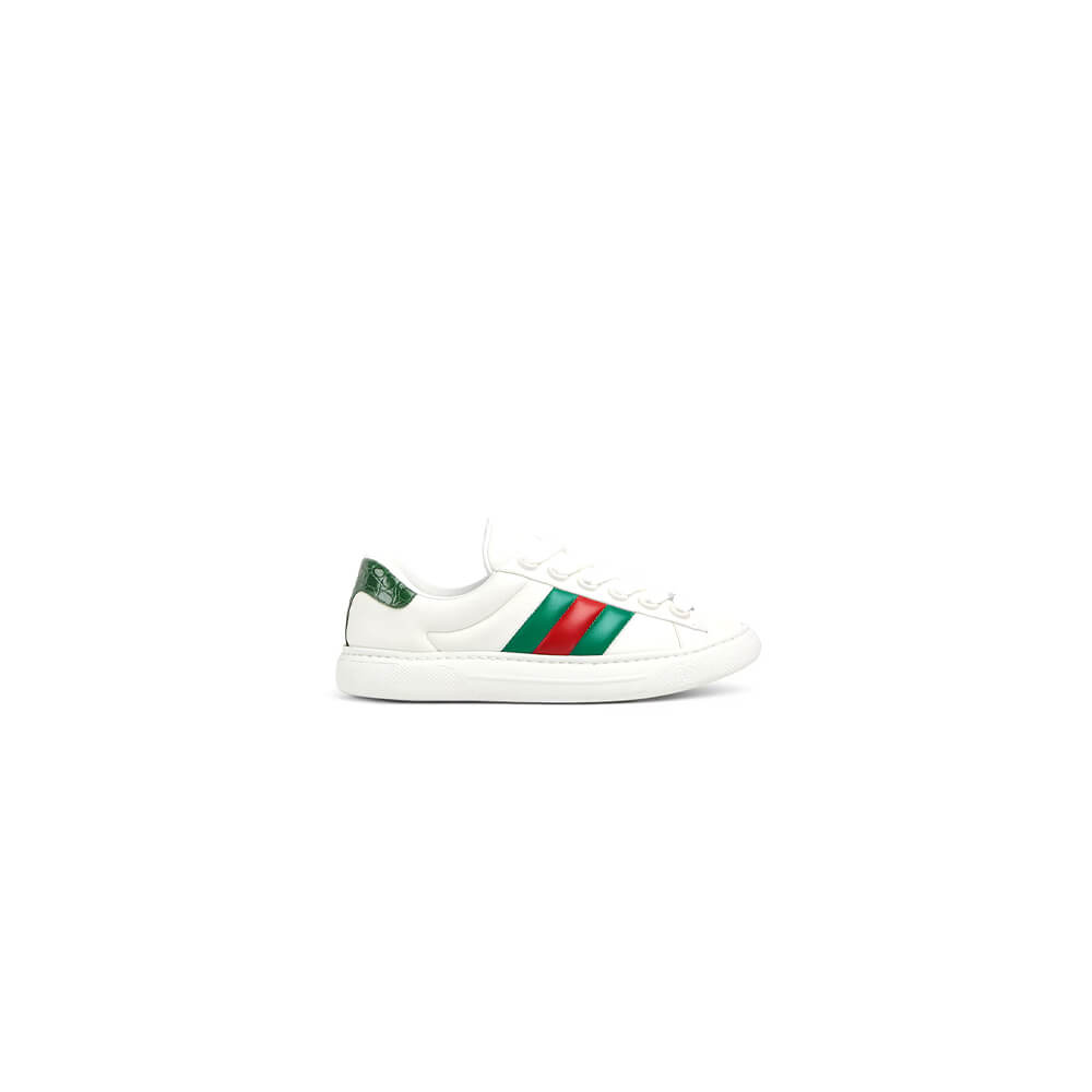 Gucci Ace Web Stripe leather sneakers Shoes - Replica Luxury Bags™