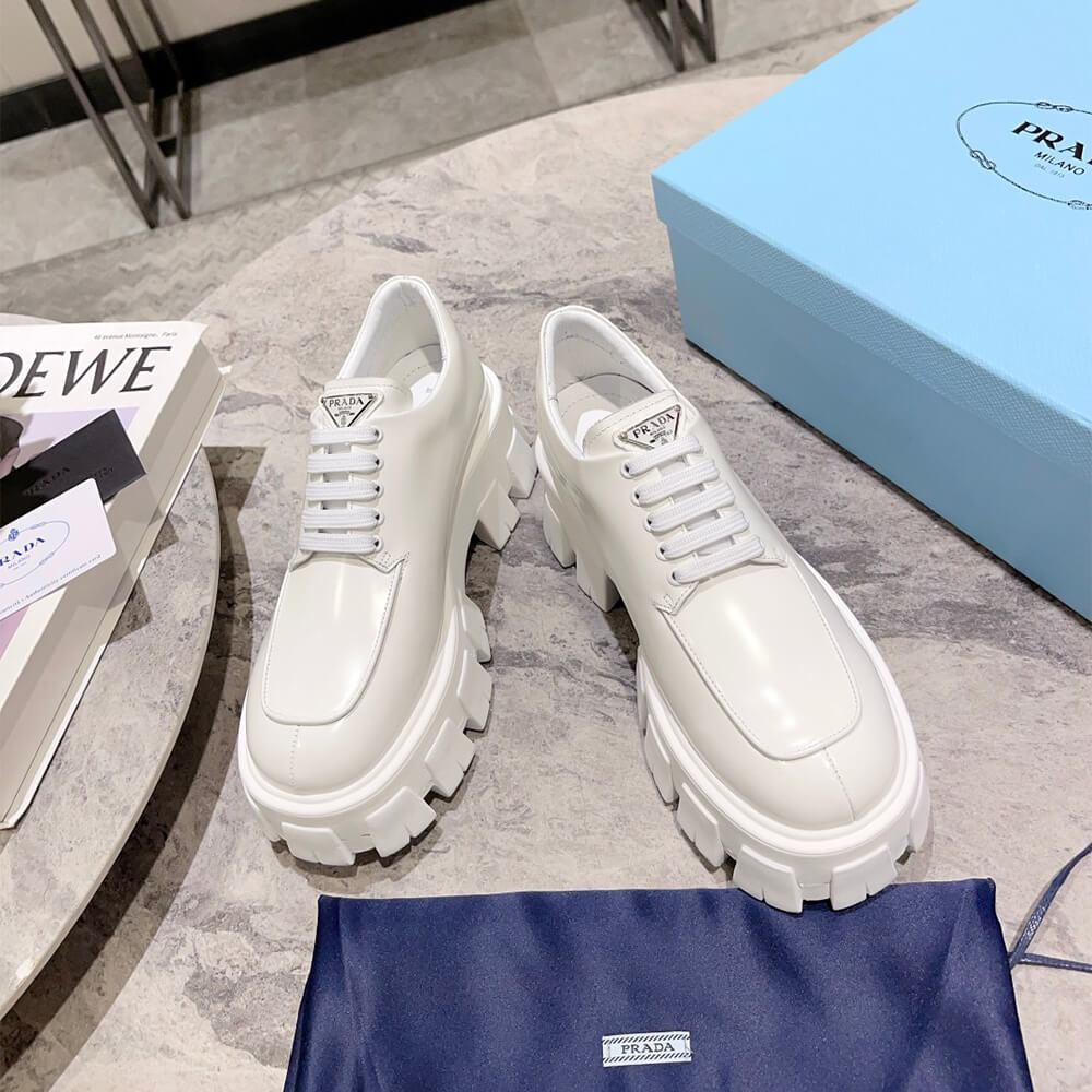 Prada Monolith brushed leather lace-up shoes Shoes - Replica Luxury Bags™