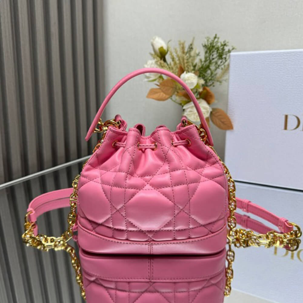 Dior Small Dior Jolie Bucket Bag in Cherry Pink - Replica Luxury Bags™
