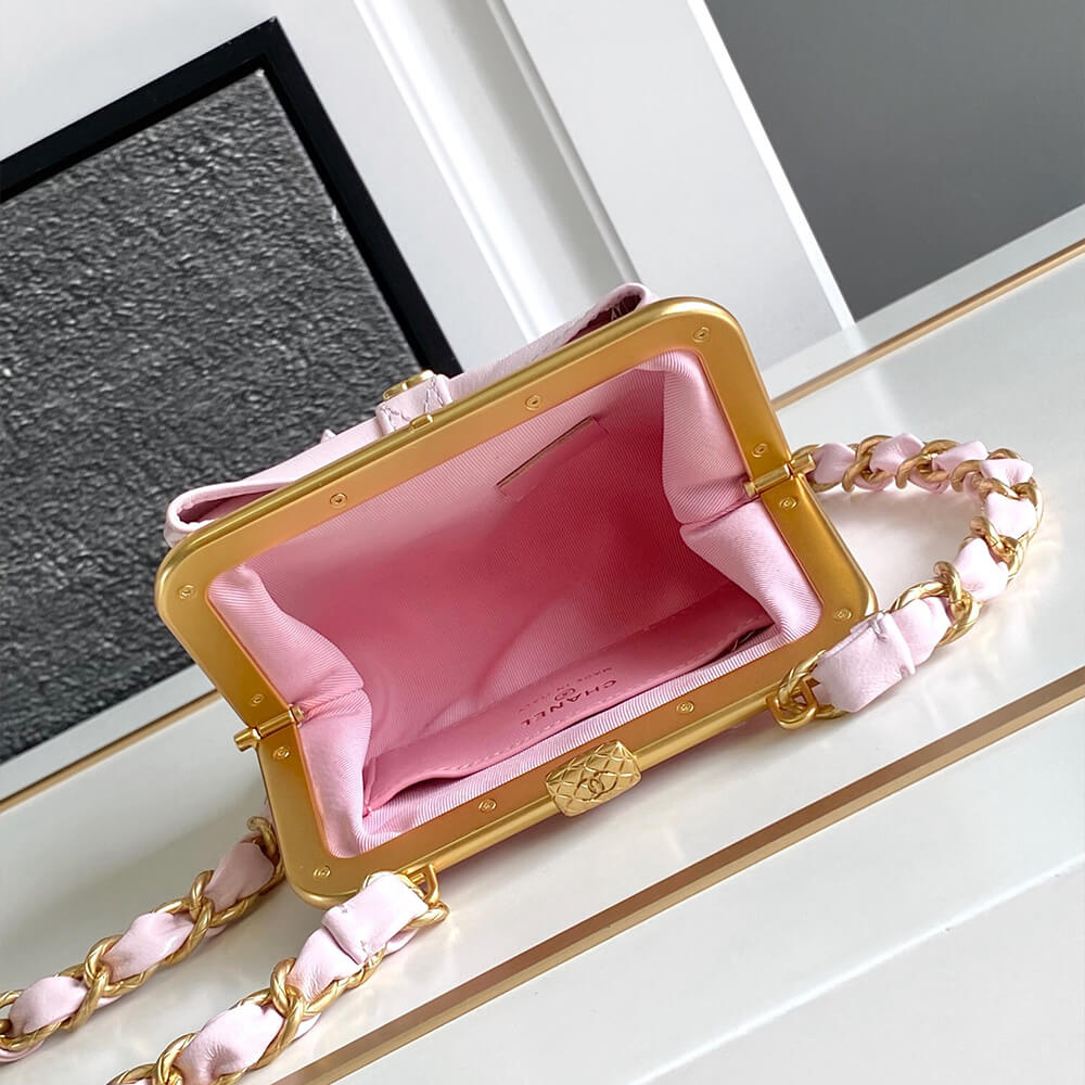 Chanel Clutch Bag With Chain Pink Bow Knot - Replica Luxury Bags™