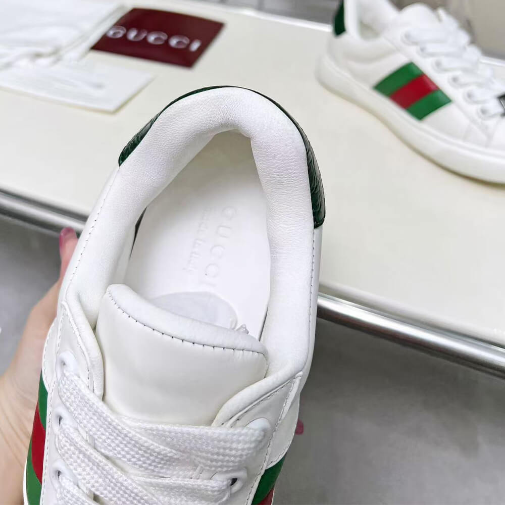 Gucci Ace Web Stripe leather sneakers Shoes - Replica Luxury Bags™