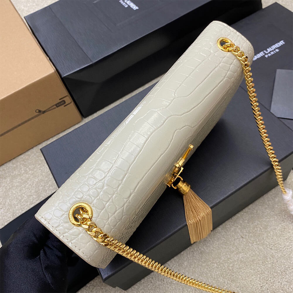 YSL Kate Medium Tassel Bag in Crocodile-Embossed Leather - Replica Luxury Bags™