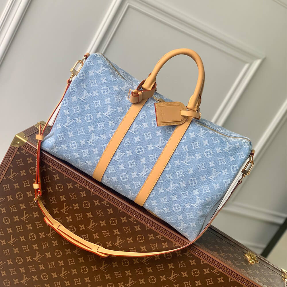 LV Keepall Bandouliere 45 Denim Bag - Replica Luxury Bags™
