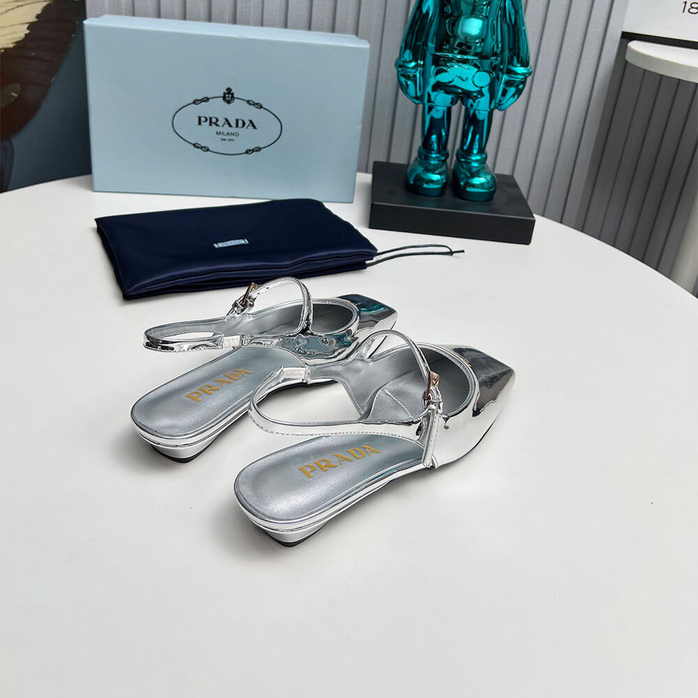 Prada Patent Leather Slingback Ballerinas Shoes - Replica Luxury Bags™