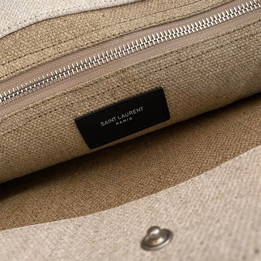 YSL Rive Gauche N/S Shopping Bag in Linen and Cotton - Replica Luxury Bags™