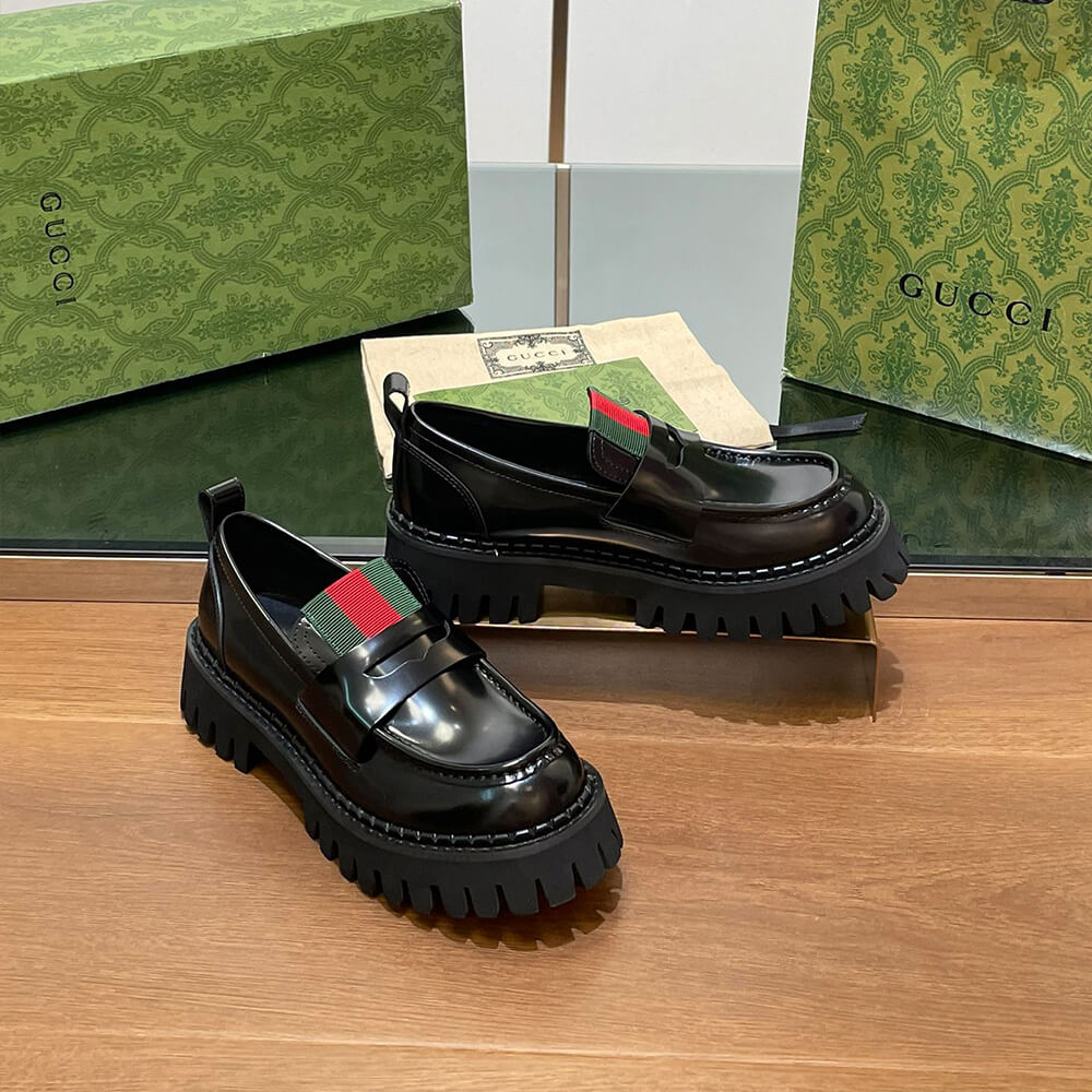 GUCCI Women s loafer with Web Shoes - Replica Luxury Bags™