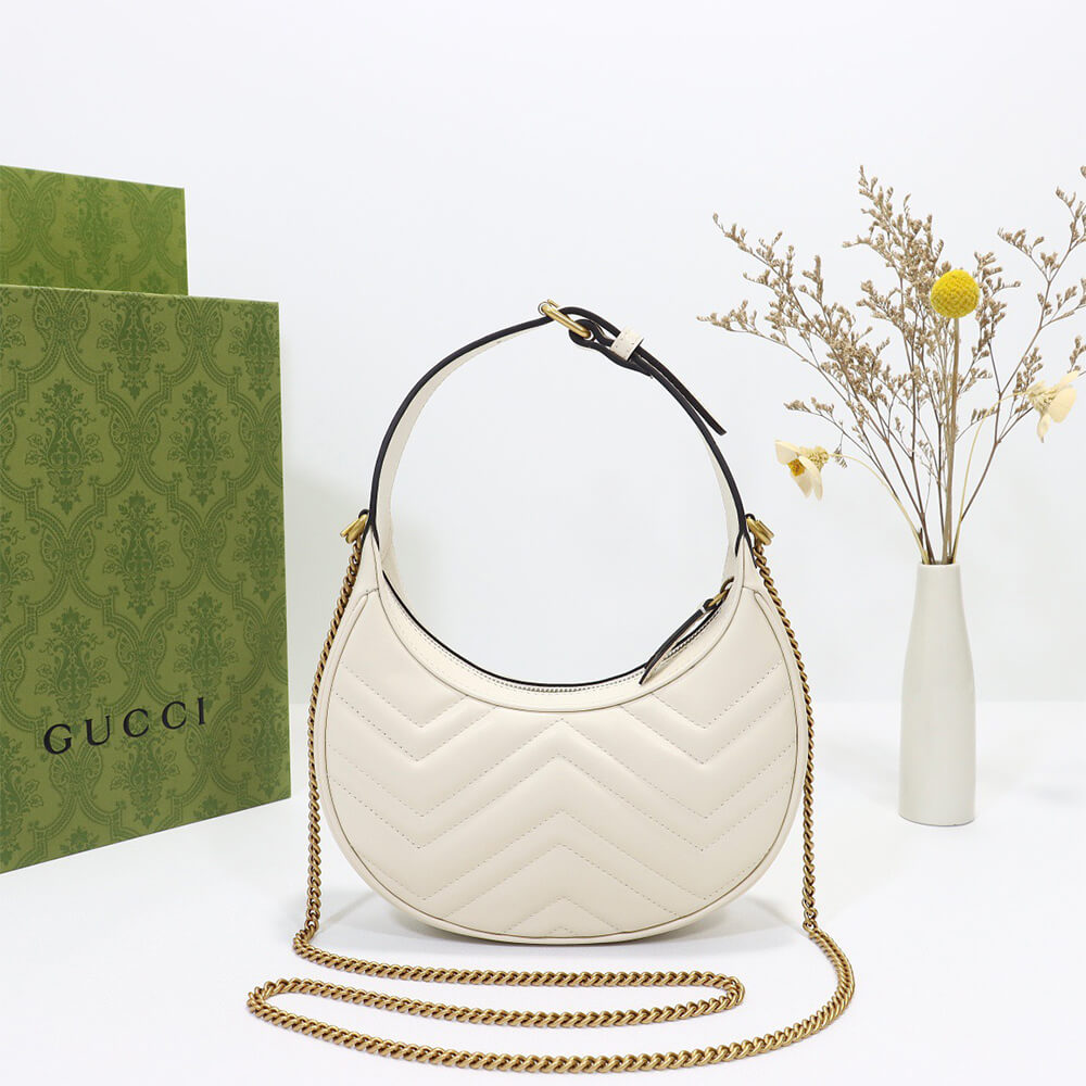 Gucci GG Marmont Half-moon-shaped Mini Bag in White - Replica Luxury Bags™