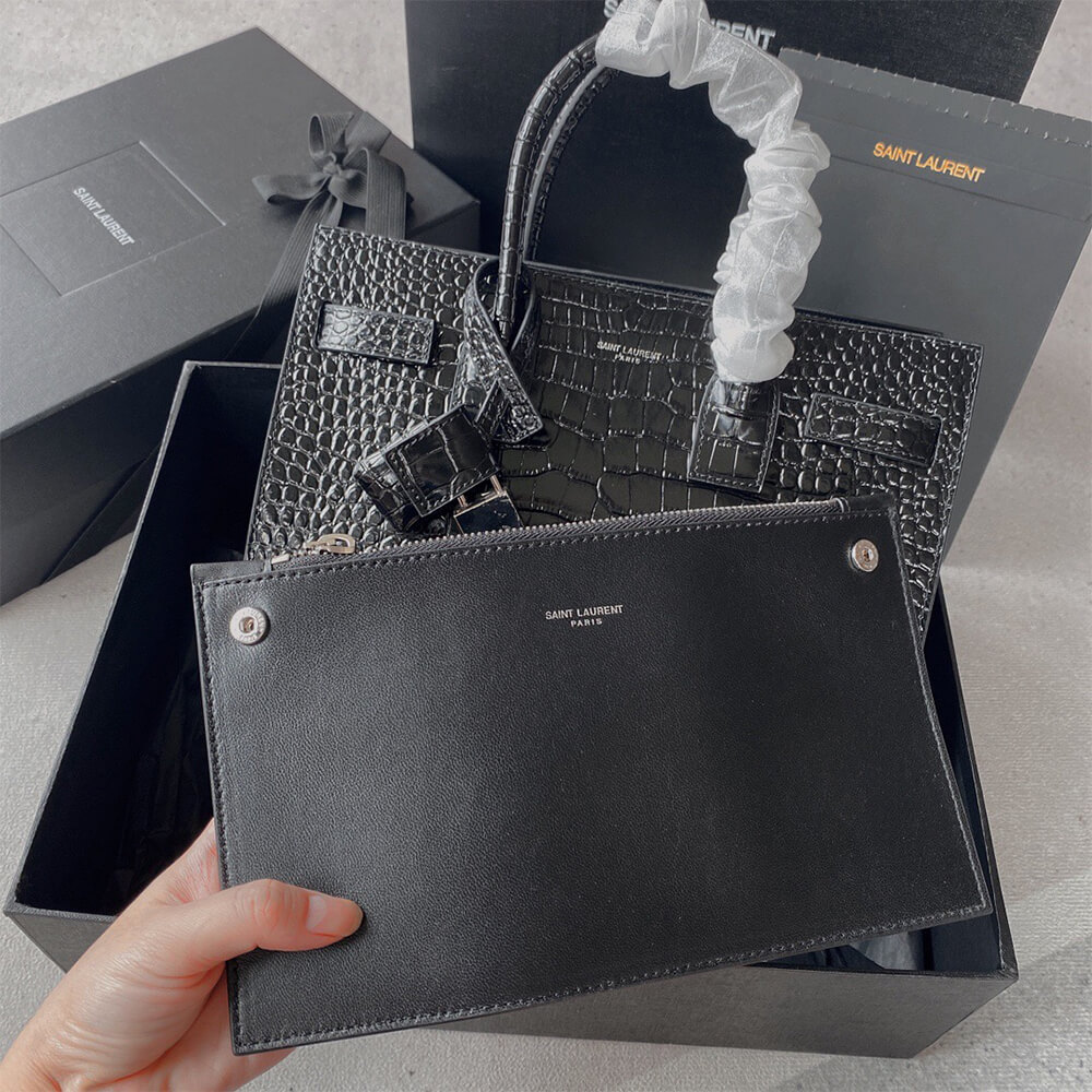 YSL Sac De Jour Baby Bag in Crocodile-Embossed - Replica Luxury Bags™