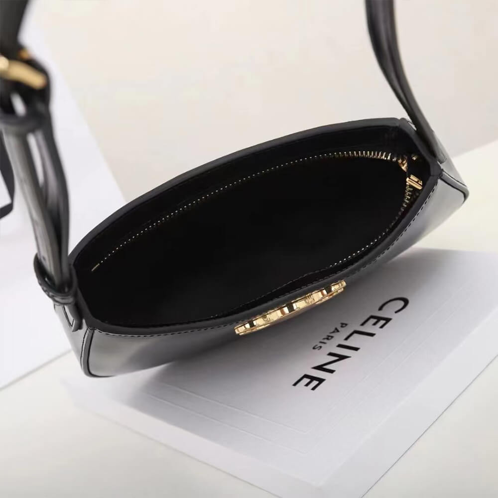 Celine Medium Tilly Bag in Black Shiny Calfskin - Replica Luxury Bags™