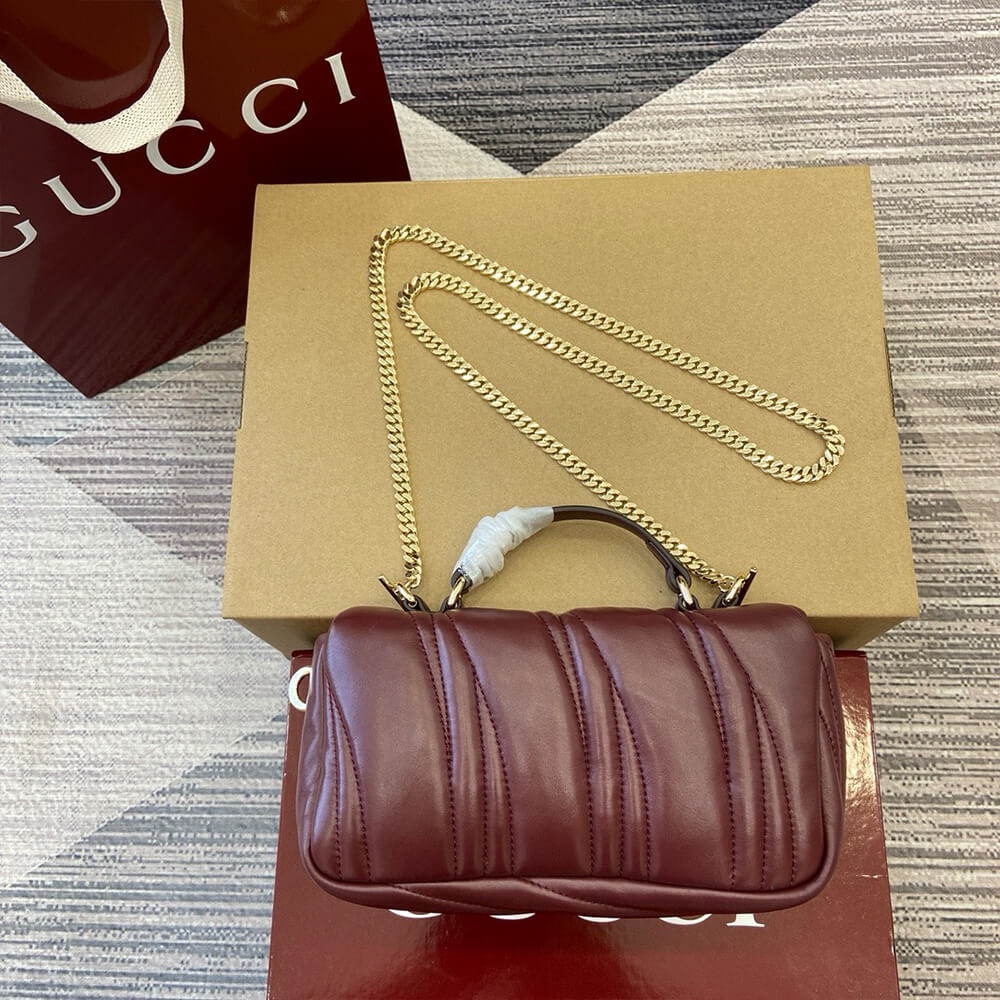 Gucci GG Milano Mini Top Handle Bag in Burgundy - Replica Luxury Bags™