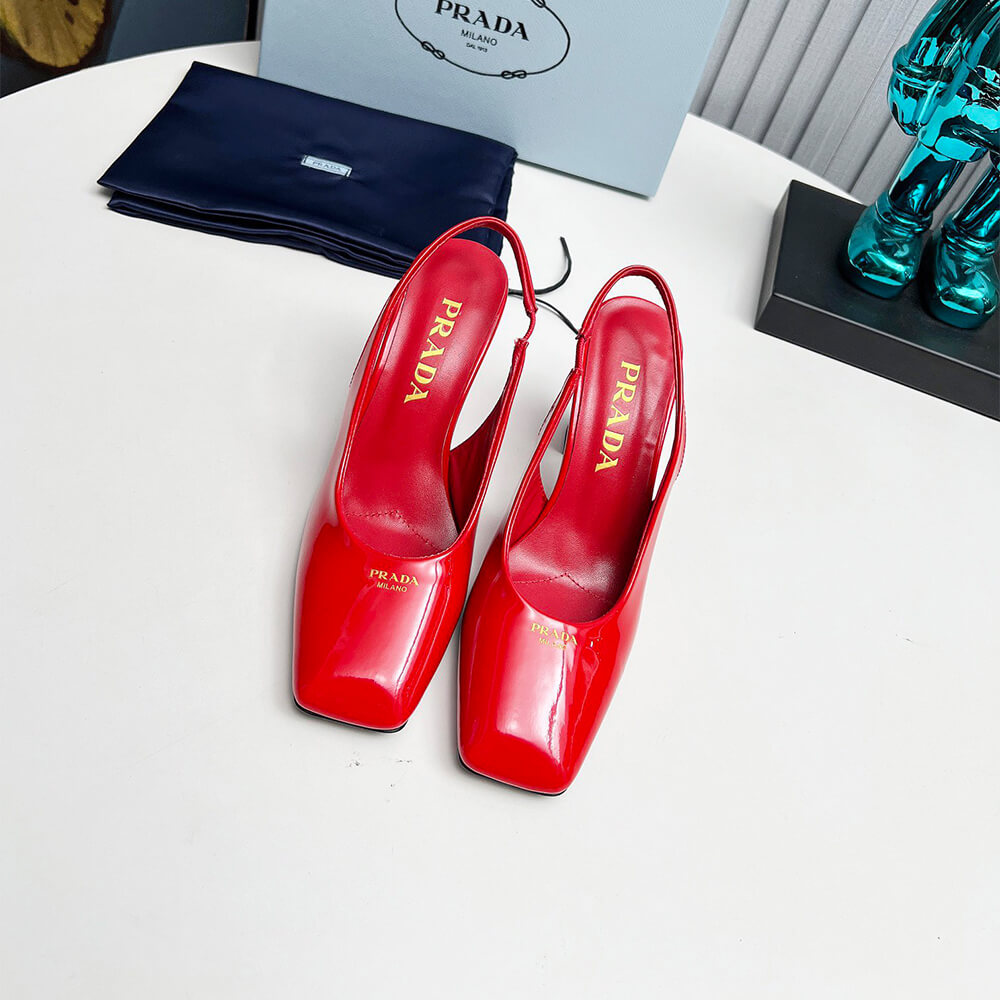 Prada Patent Leather Slingback Pumps 85 mm Shoes - Replica Luxury Bags™