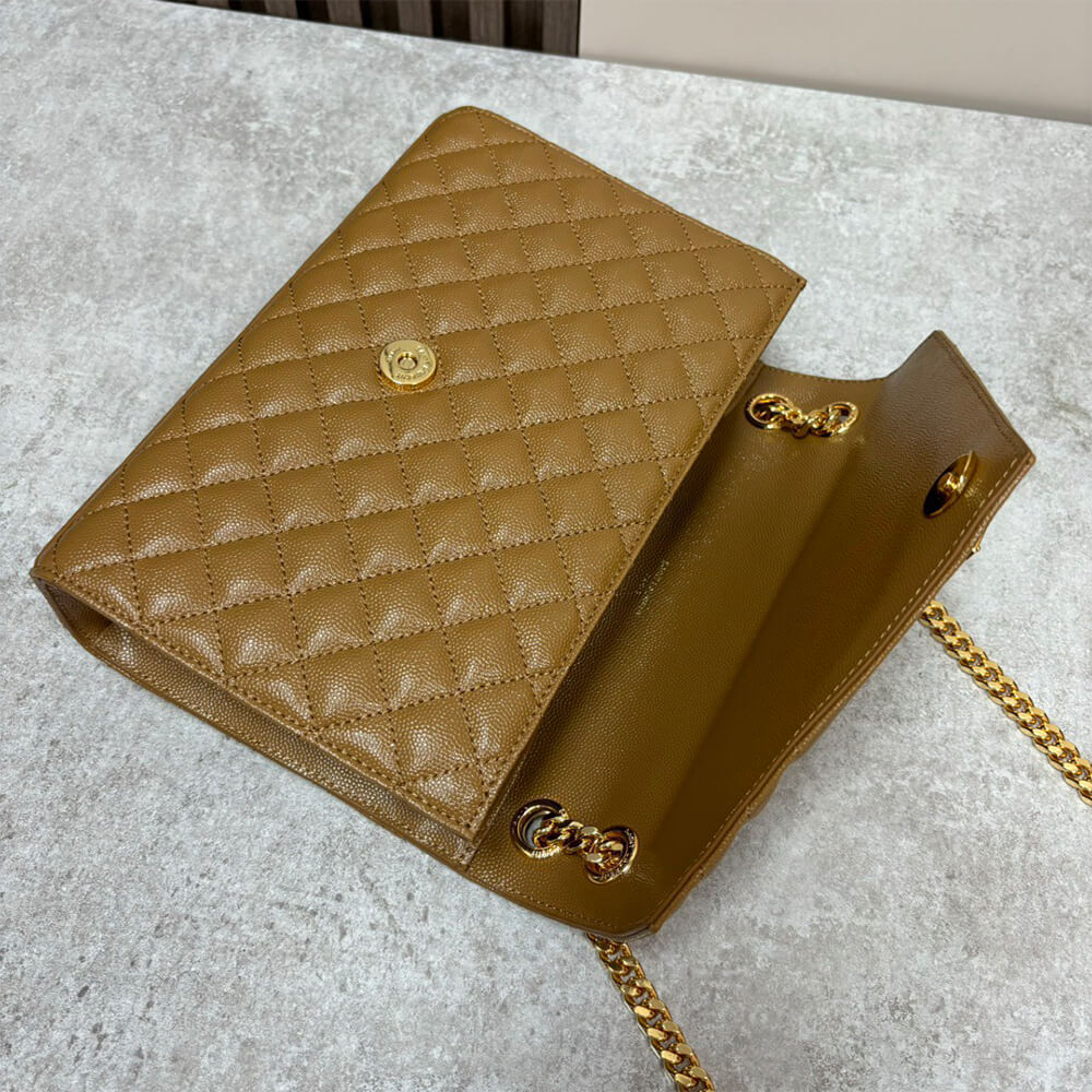 YSL Envelope Medium Bag in Grained Leather - Replica Luxury Bags™