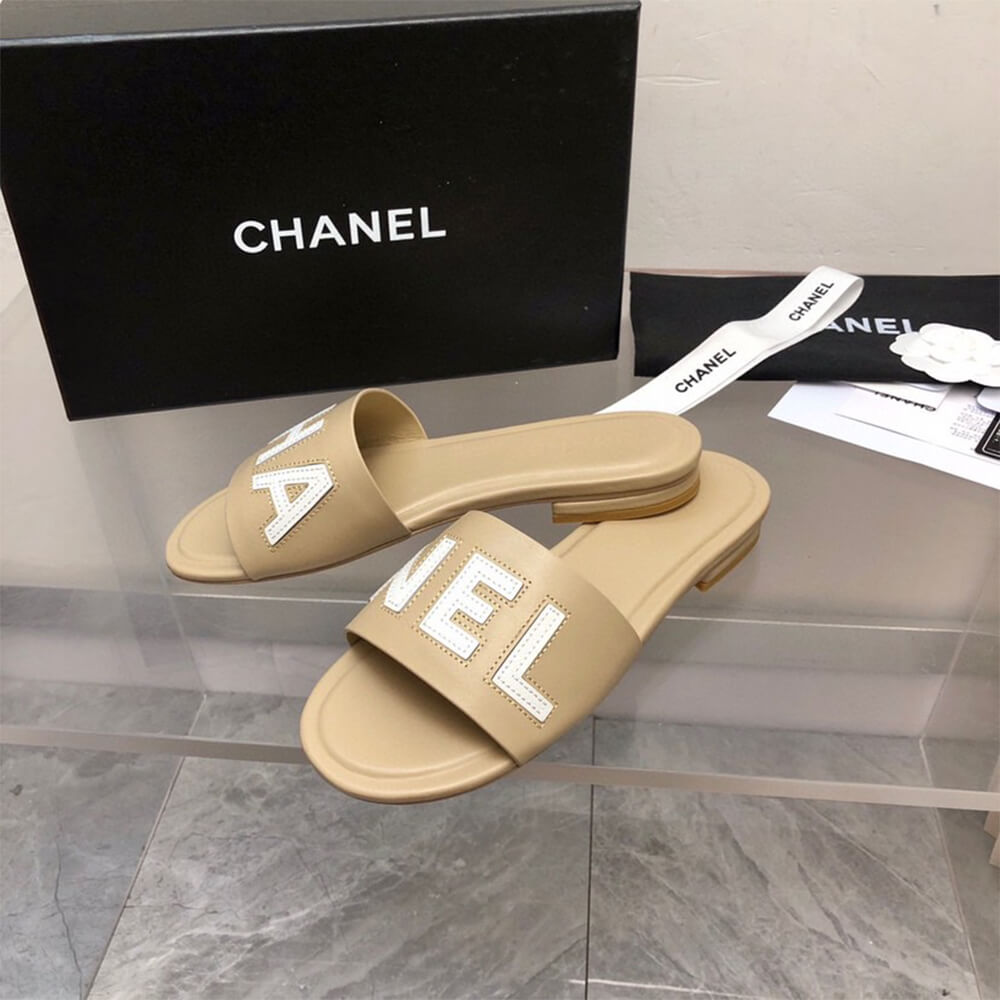 Chanel Ivory Slides Shoes - Replica Luxury Bags™