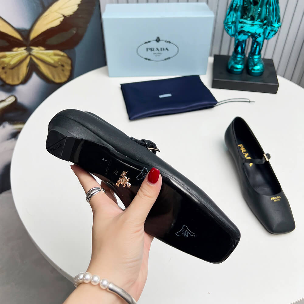 Prada Leather Mary Jane Ballerinas Shoes - Replica Luxury Bags™