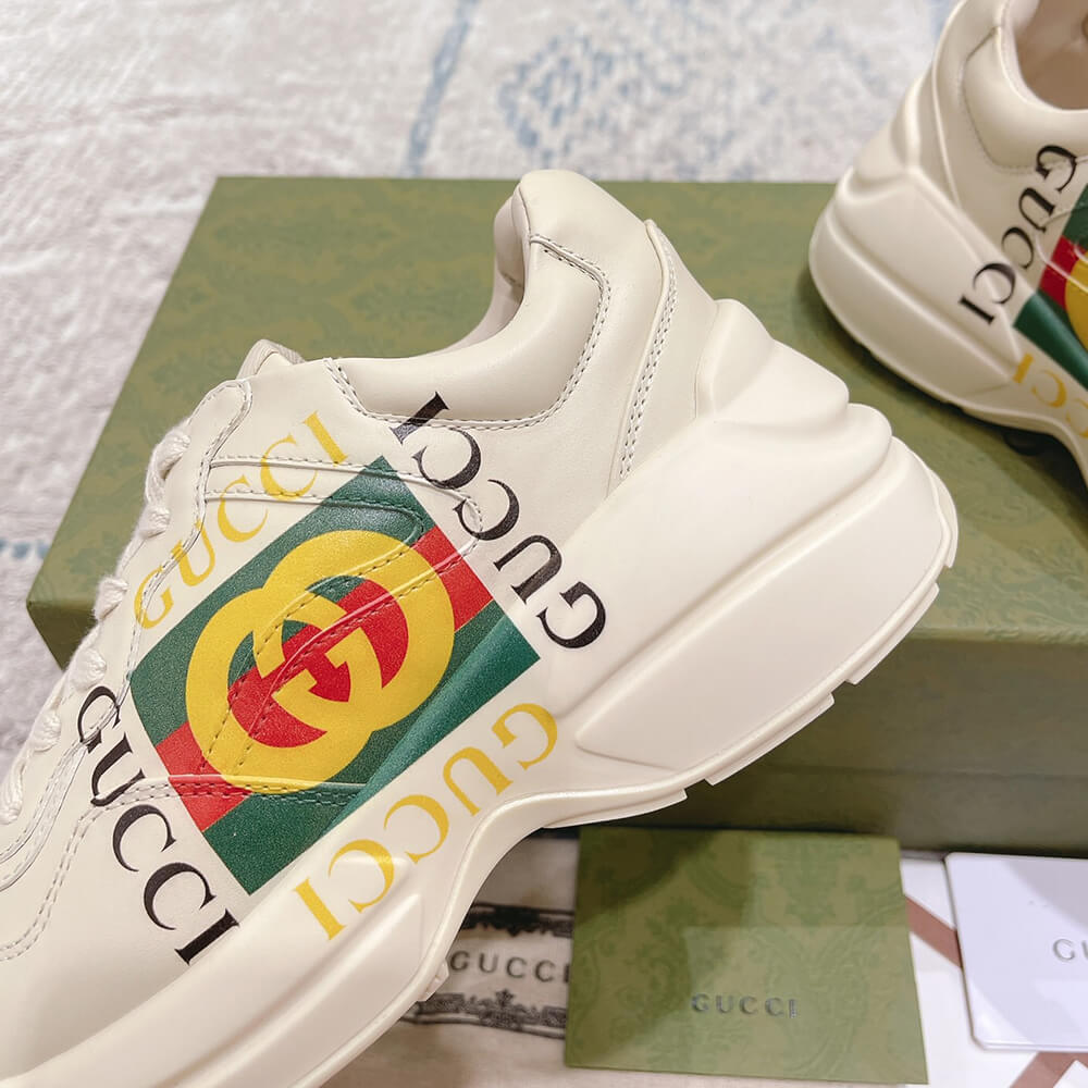 Rhyton Gucci logo leather sneaker Shoes - Replica Luxury Bags™