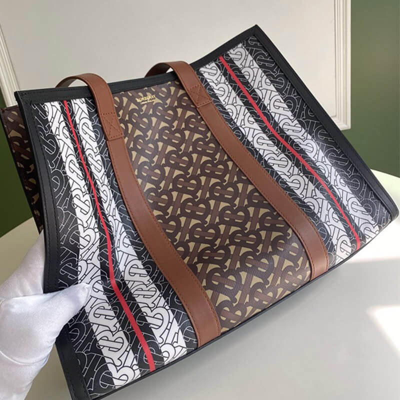 Burberry Monogram Stripe E-canvas Tote Bag - Replica Luxury Bags™