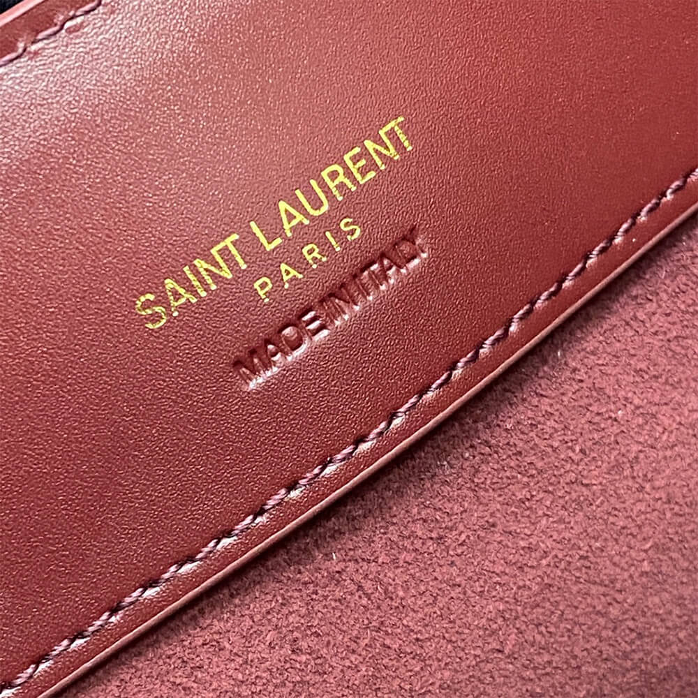 YSL LE 37 Mini Bucket Bag in Shiny Burgundy Leather - Replica Luxury Bags™