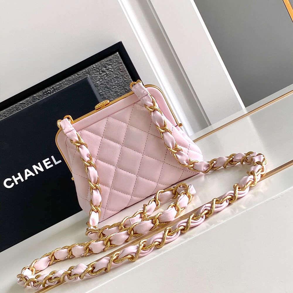 Chanel Clutch Bag With Chain Pink Bow Knot - Replica Luxury Bags™