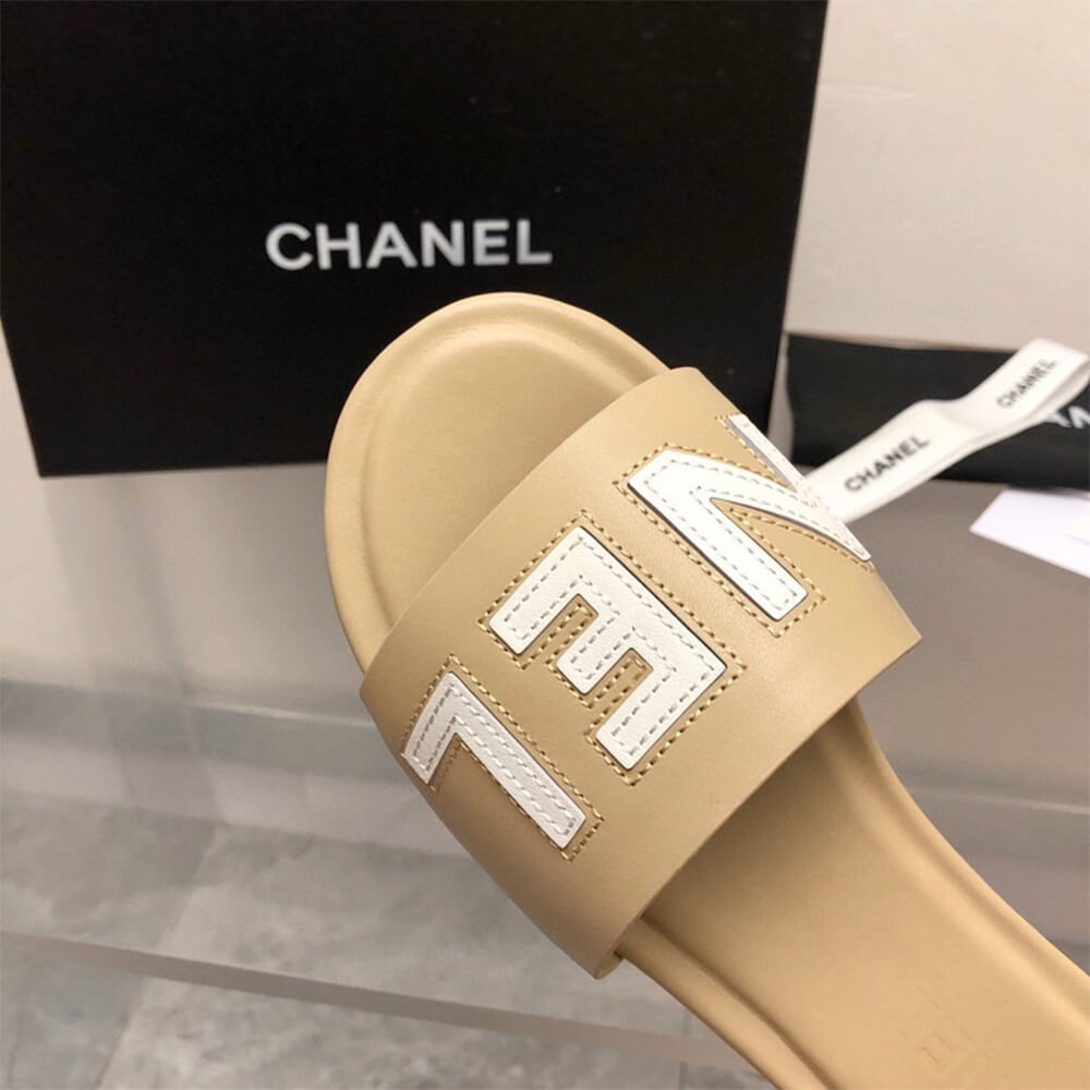 Chanel Ivory Slides Shoes - Replica Luxury Bags™