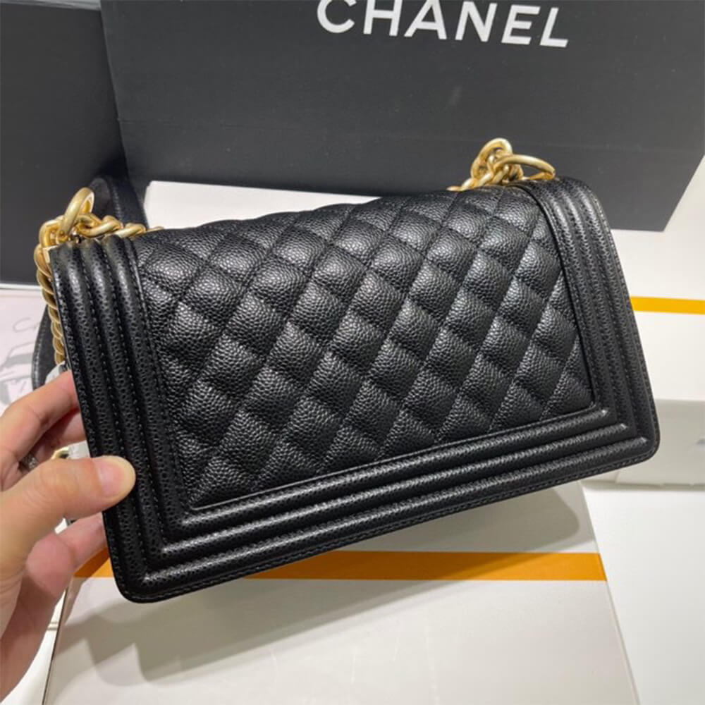 Boy Chanel Handbag in Black Caviar and Gold Hardware - Replica Luxury Bags™