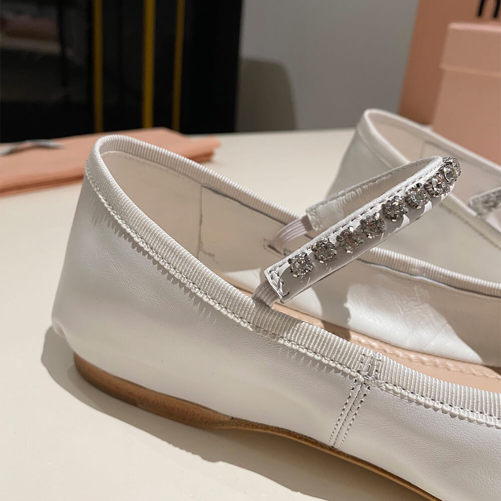 MiuMiu Leather Ballerinas Shoes - Replica Luxury Bags™