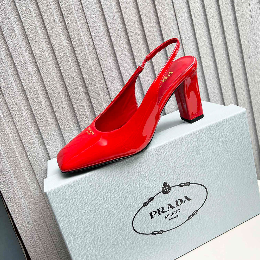 Prada Patent Leather Slingback Pumps 85 mm Shoes - Replica Luxury Bags™