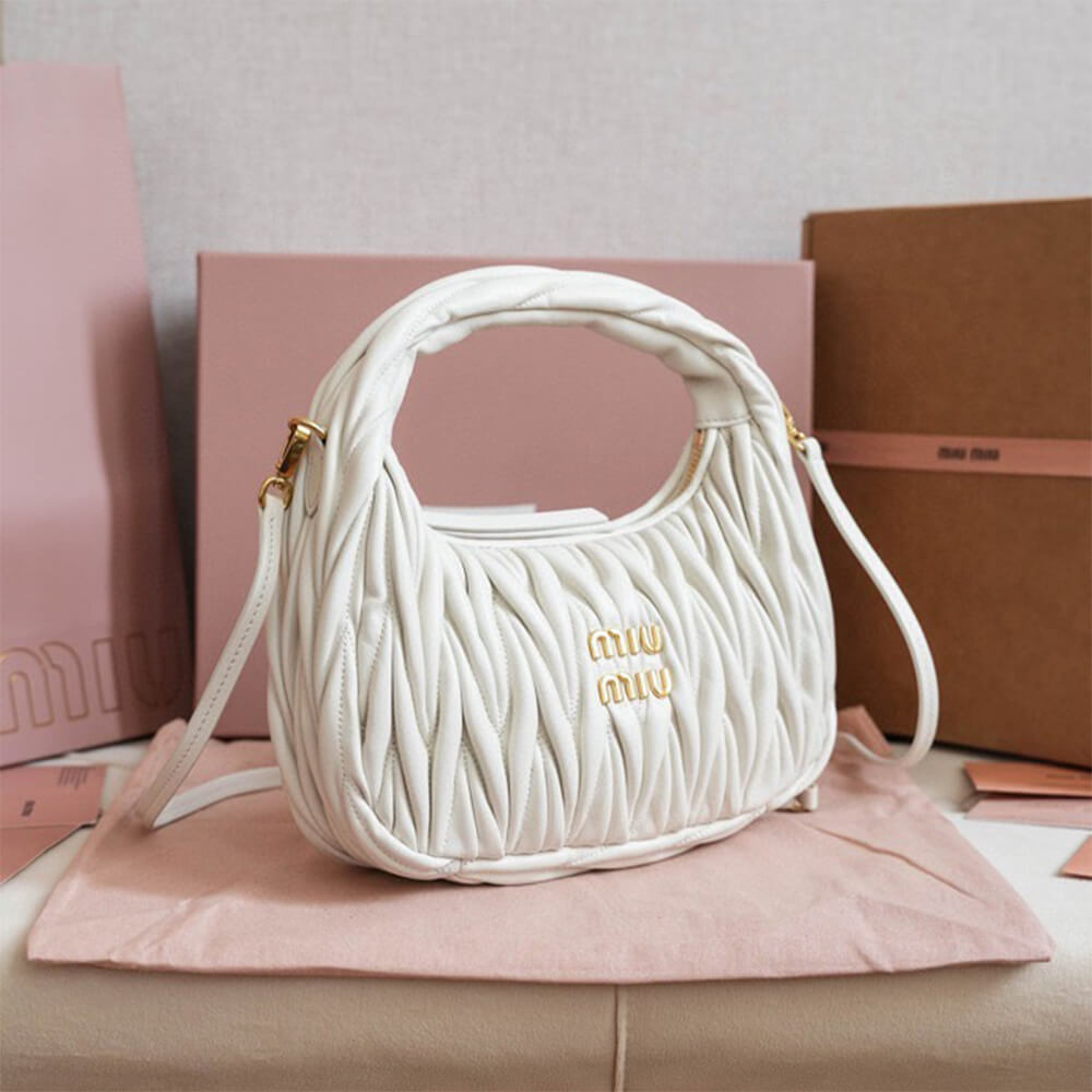 Miumiu Small Wander Matelasse Nappa Leather Hobo Bag - Replica Luxury Bags™