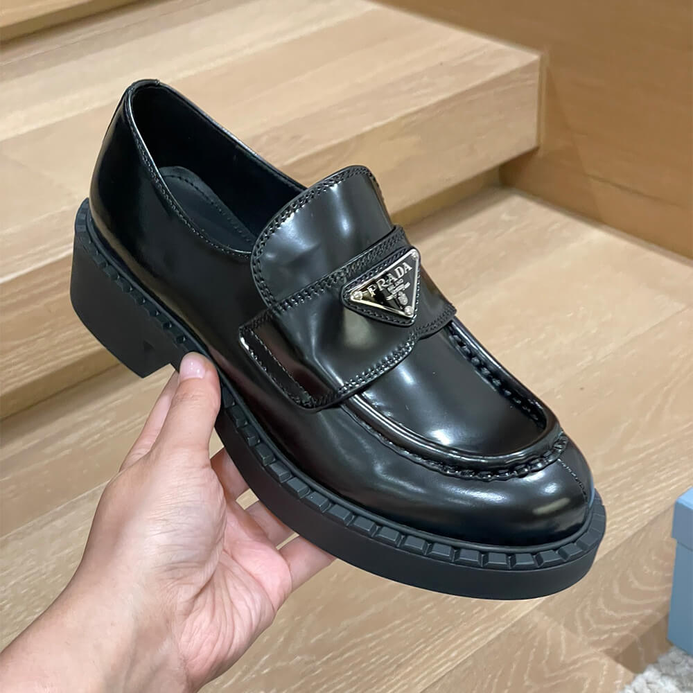 Prada chocolate brushed leather loafers Shoes - Replica Luxury Bags™