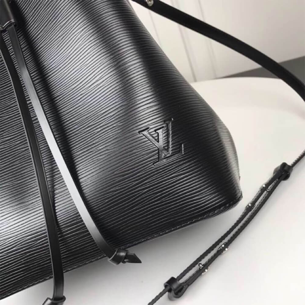 LV Neonoe MM Bucket Bag in Smooth Finish Black Leather - Replica Luxury Bags™