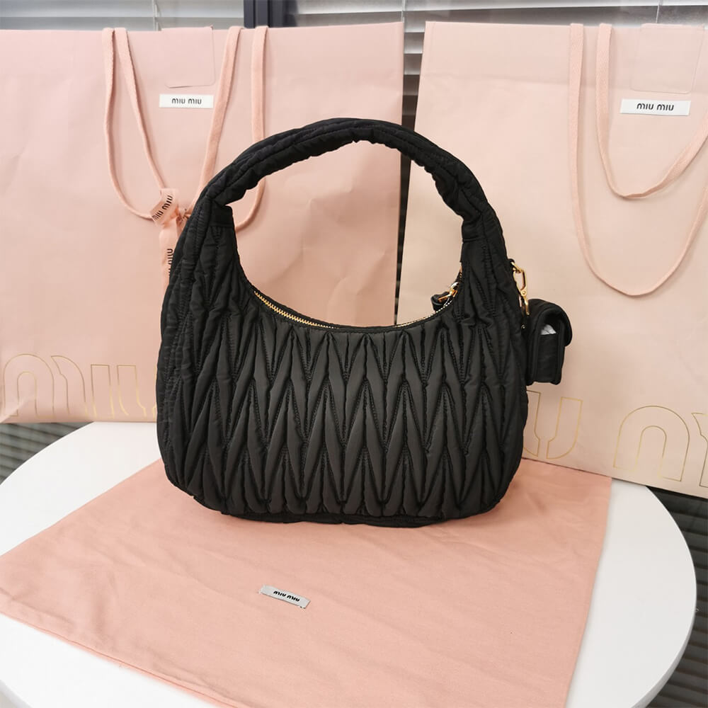 Miumiu Miu Wander Matelasse Regenerated Nylon Hobo Bag - Replica Luxury Bags™