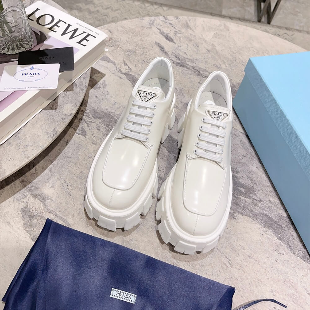 Prada Monolith brushed leather lace-up shoes Shoes - Replica Luxury Bags™