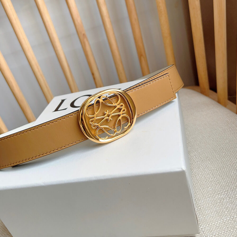 LOEWE Reversible Anagram Ellipse belt in smooth calfskin 28mm - Replica Luxury Bags™