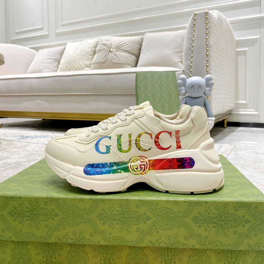 Rhyton sneaker with Gucci print Shoes - Replica Luxury Bags™