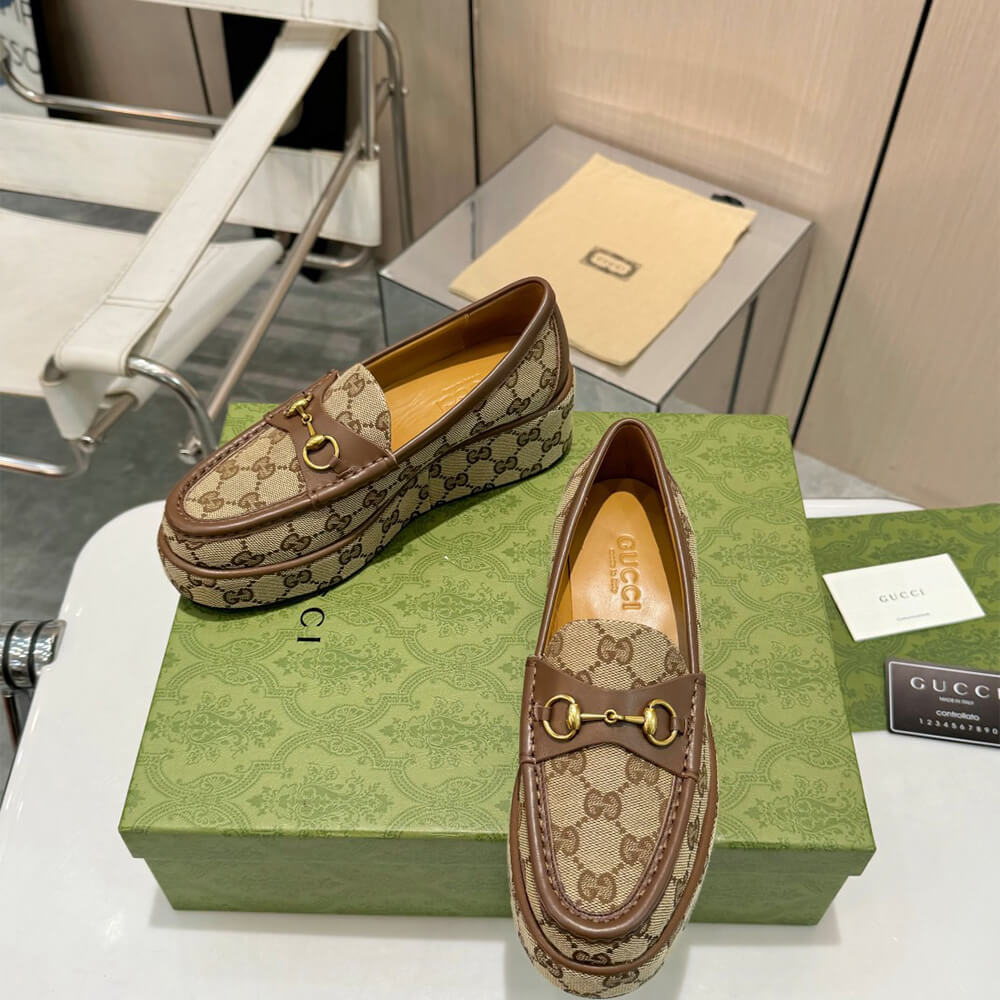 Gucci Women s Horsebit wedge loafer Shoes - Replica Luxury Bags™