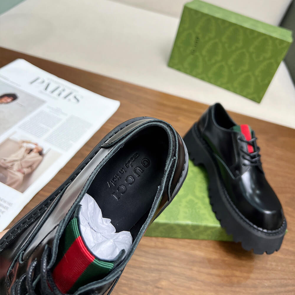 GUCCI Women s lace-up with Web Shoes - Replica Luxury Bags™