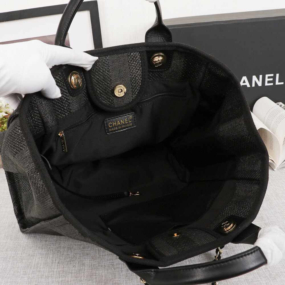 Chanel Woven Straw Raffia Striped Medium Deauville Tote Bag - Replica Luxury Bags™