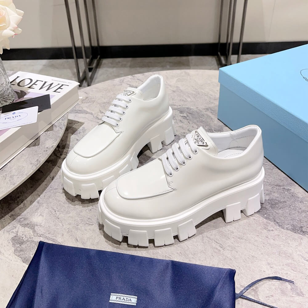 Prada Monolith brushed leather lace-up shoes Shoes - Replica Luxury Bags™