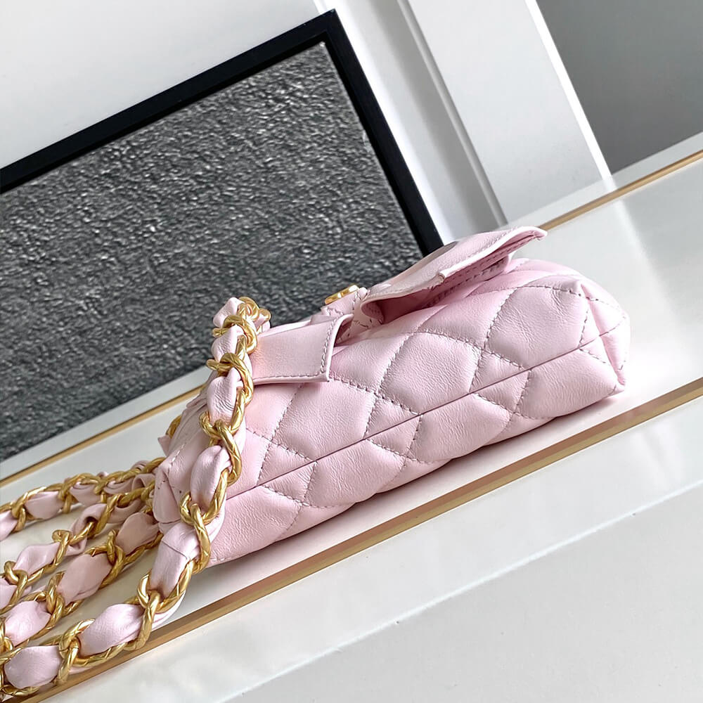 Chanel Clutch Bag With Chain Pink Bow Knot - Replica Luxury Bags™