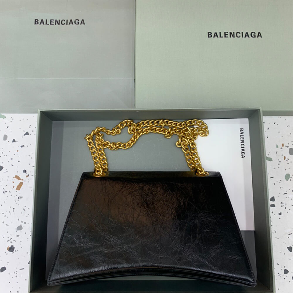 Balenciaga Bag Crush Tasche Mit Kette Mittelgroß für Damen in Schwarz - Replica Luxury Bags™