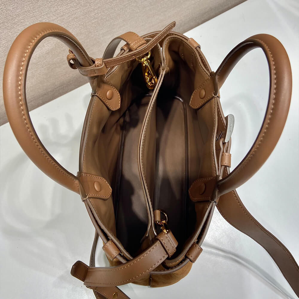 Prada Buckle Small Suede Handbag with Belt - Replica Luxury Bags™