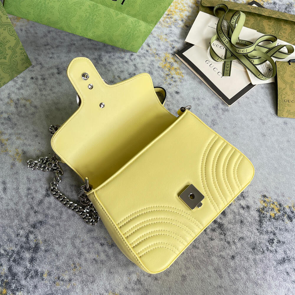 Gucci GG Marmont Mini Top Handle Bag in Yellow - Replica Luxury Bags™