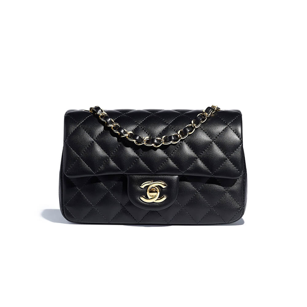 Chanel Mini Flap Bag in Black Lambskin Gold Hardware - Replica Luxury Bags™